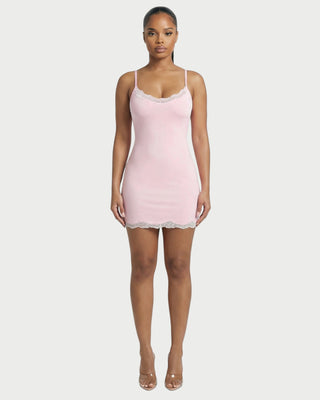 MEVAYA Lace-Trim Cami Bodycon Mini Dress