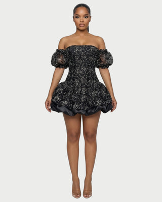 AVARINE Strapless Floral Lace Mini Dress