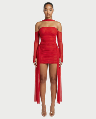 Anne Strapless Mesh Mini Dress - Red / S - Women's Fashion - Celestia Anne Strapless Mesh Mini Dress - Red / S - Women's Fashion - Celestia