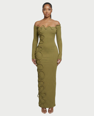 CARAMINA Sculptural Loop Maxi Gown