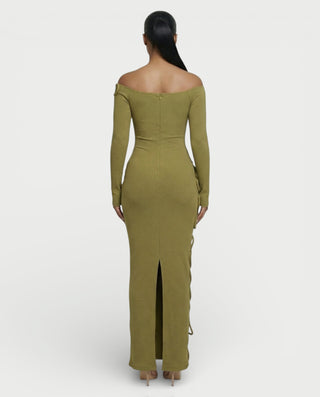 CARAMINA Vestido largo con lazo escultural