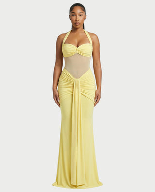 ruched panel maxi dress Celeste Ruched Lace Panel Maxi Dress House of Fleur