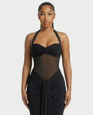 Vestido largo plisado con degradado LIVIANA