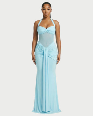 Vestido largo plisado con degradado LIVIANA