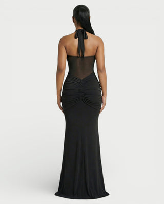 Vestido largo plisado con degradado LIVIANA