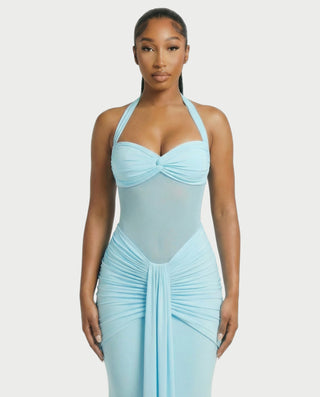 Vestido largo plisado con degradado LIVIANA