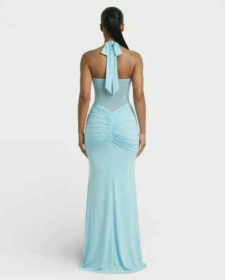 Vestido largo plisado con degradado LIVIANA