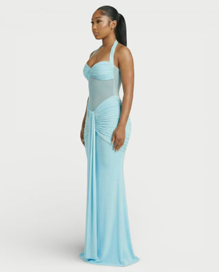 Vestido largo plisado con degradado LIVIANA