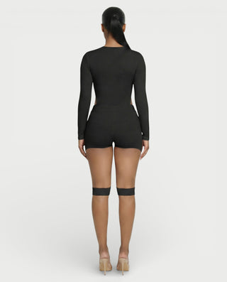 CELLA Cutout Long Sleeve Bodysuit & Shorts Set