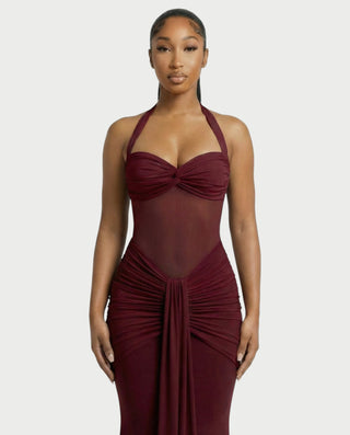 Vestido largo plisado con degradado LIVIANA