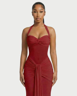 Vestido largo plisado con degradado LIVIANA