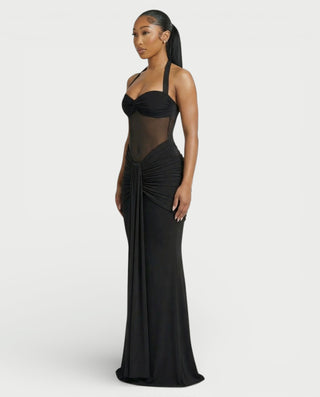 Vestido largo plisado con degradado LIVIANA