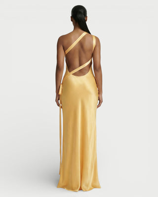 SELENE One-Shoulder Strap Satin Maxi Dress Celestia SELENE One-Shoulder Strap Satin Maxi Dress Celestia