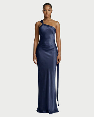 SELENE One-Shoulder Strap Satin Maxi Dress – Celestia
