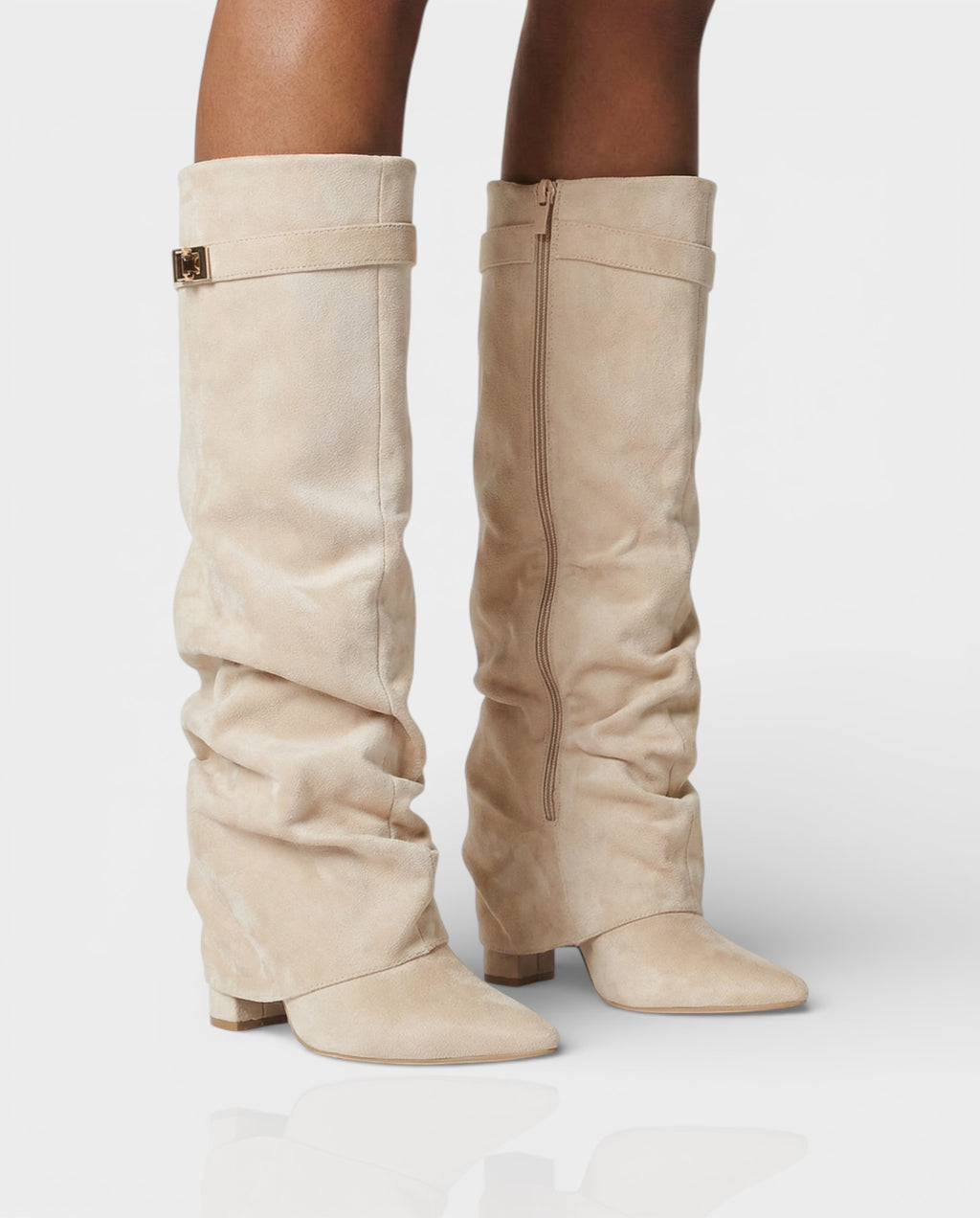 MAISY Slouchy Pointed-Toe Knee-High Boots – Celestia