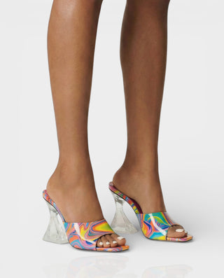 ORELIA Contrast Peep Toe Heels Sandals