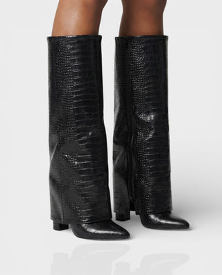 Botas rectas de piel de cocodrilo sintética MAISY