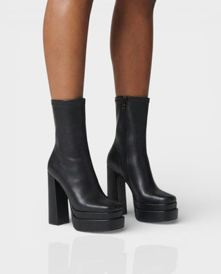 SOREYA Thick Heel Faux Leather Boots