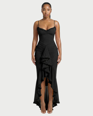 Vestido largo con volantes CYNTHIA