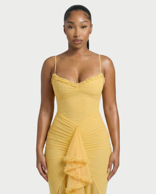 Vestido largo con volantes CYNTHIA