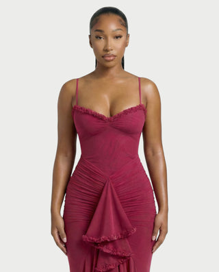 Vestido largo con volantes CYNTHIA