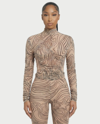 Conjunto de top de malla y pantalón acampanado RILA