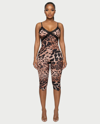 Mono con ribete de encaje y estampado de leopardo VALIE