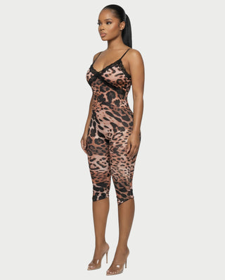 Mono con ribete de encaje y estampado de leopardo VALIE