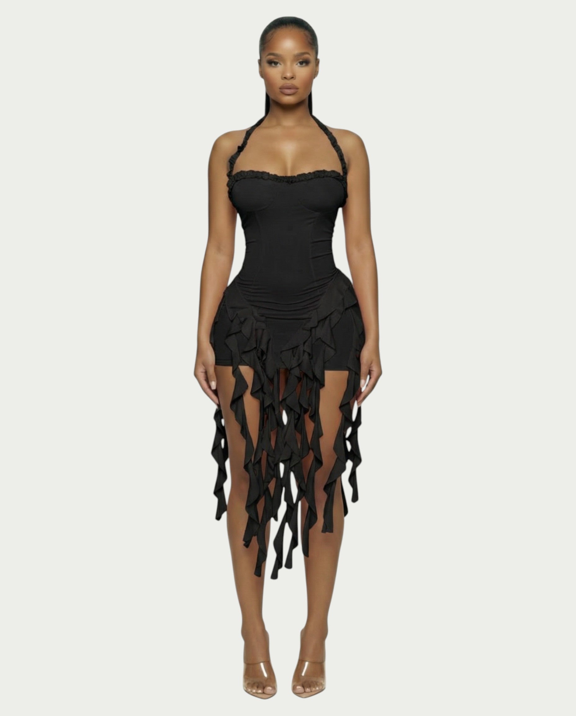 SANAI Ruffle Trim Mini Dress – Celestia