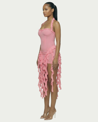 SANAI Ruffle Trim Mini Dress