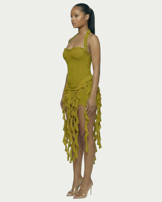 SANAI Ruffle Trim Mini Dress