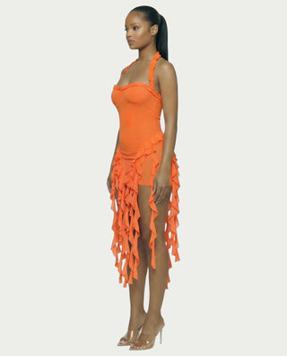 SANAI Ruffle Trim Mini Dress