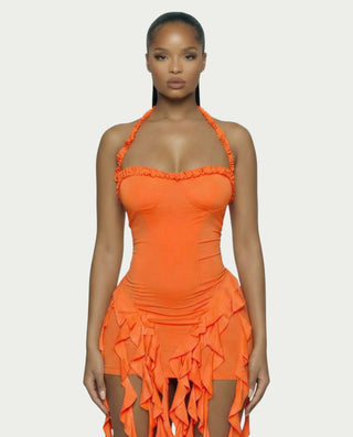 SANAI Ruffle Trim Mini Dress