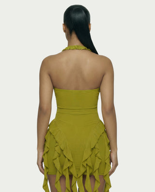 SANAI Ruffle Trim Mini Dress