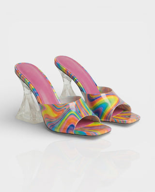 ORELIA Contrast Peep Toe Heels Sandals