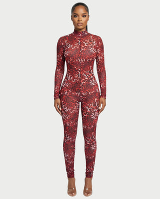 Mono de cuello alto con estampado de leopardo de KHIONE