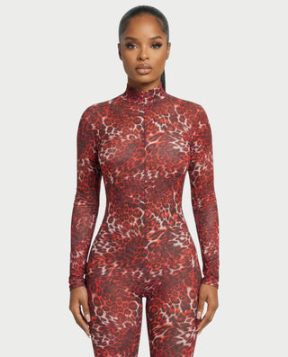 Mono de cuello alto con estampado de leopardo de KHIONE