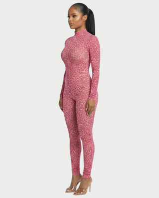 Mono de cuello alto con estampado de leopardo de KHIONE