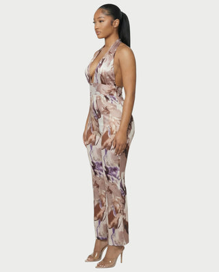 Mono sin mangas con cuello halter estampado AMETHYST