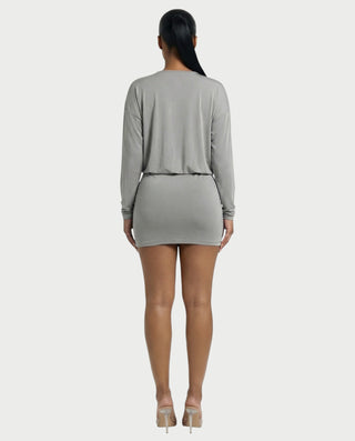 MONA Deep V-neck Long-Sleeve Mini Dress Celestia MONA Deep V-neck Long-Sleeve Mini Dress Celestia