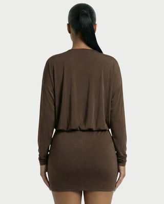 MONA Deep V-neck Long-Sleeve Mini Dress