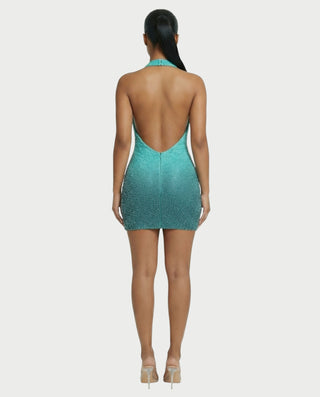 IMOGEN Rhinestone Embellished Cowl Neck Mini Dress