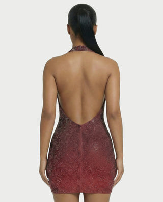 IMOGEN Rhinestone Embellished Cowl Neck Mini Dress