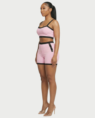 Conjunto de top y pantalones cortos con ribete en contraste KAMRYN