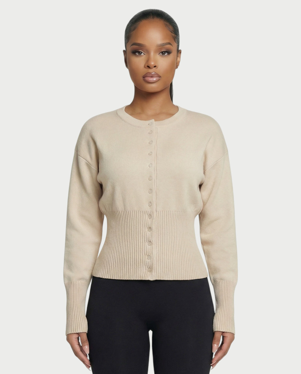 Button-Up Long Sleeve Cardigan – Celestia