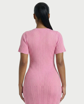 Vestido midi de punto acanalado con botones delanteros de CRISSA