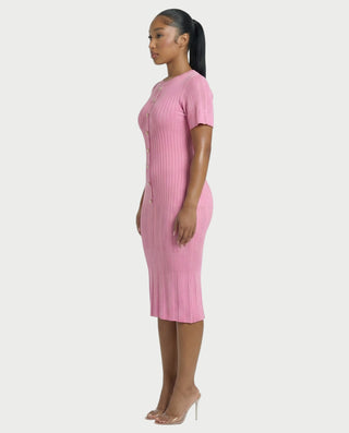 Vestido midi de punto acanalado con botones delanteros de CRISSA