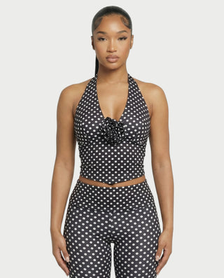 ZEYA Polka Dot Halter Top & Capri Legging Set