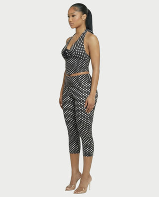 ZEYA Polka Dot Halter Top & Capri Legging Set