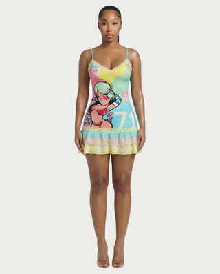 ZUZU Y2K Ruffle Hem Lace Mini Dress